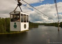 funicular atravesando el lago